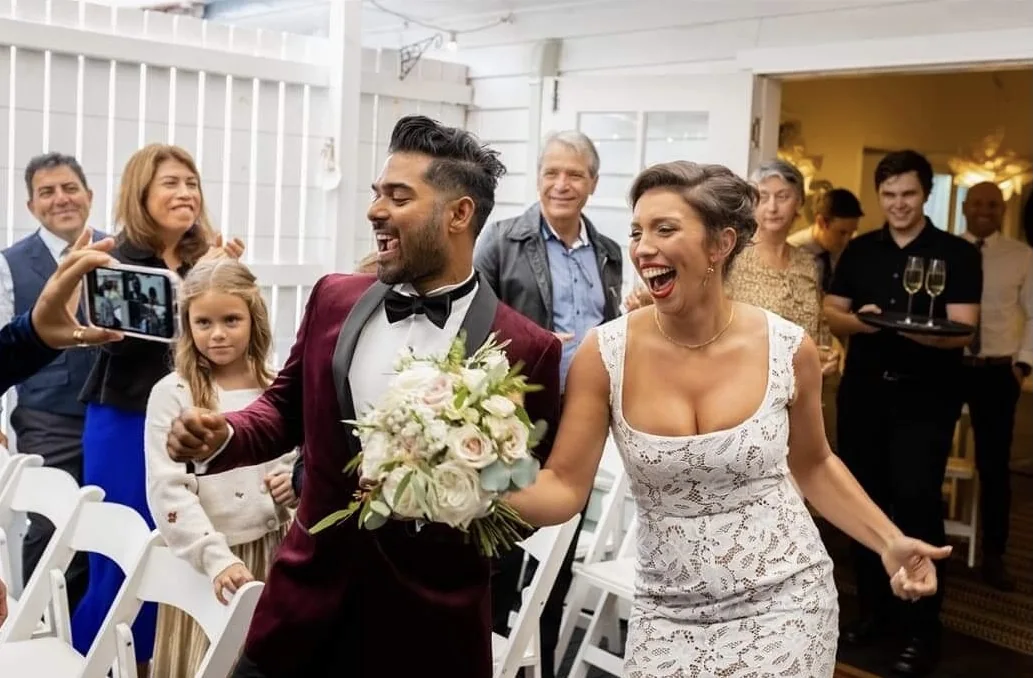 Ashveen and Graciela celebrating on their wedding day after private Bachata wedding dance lessons