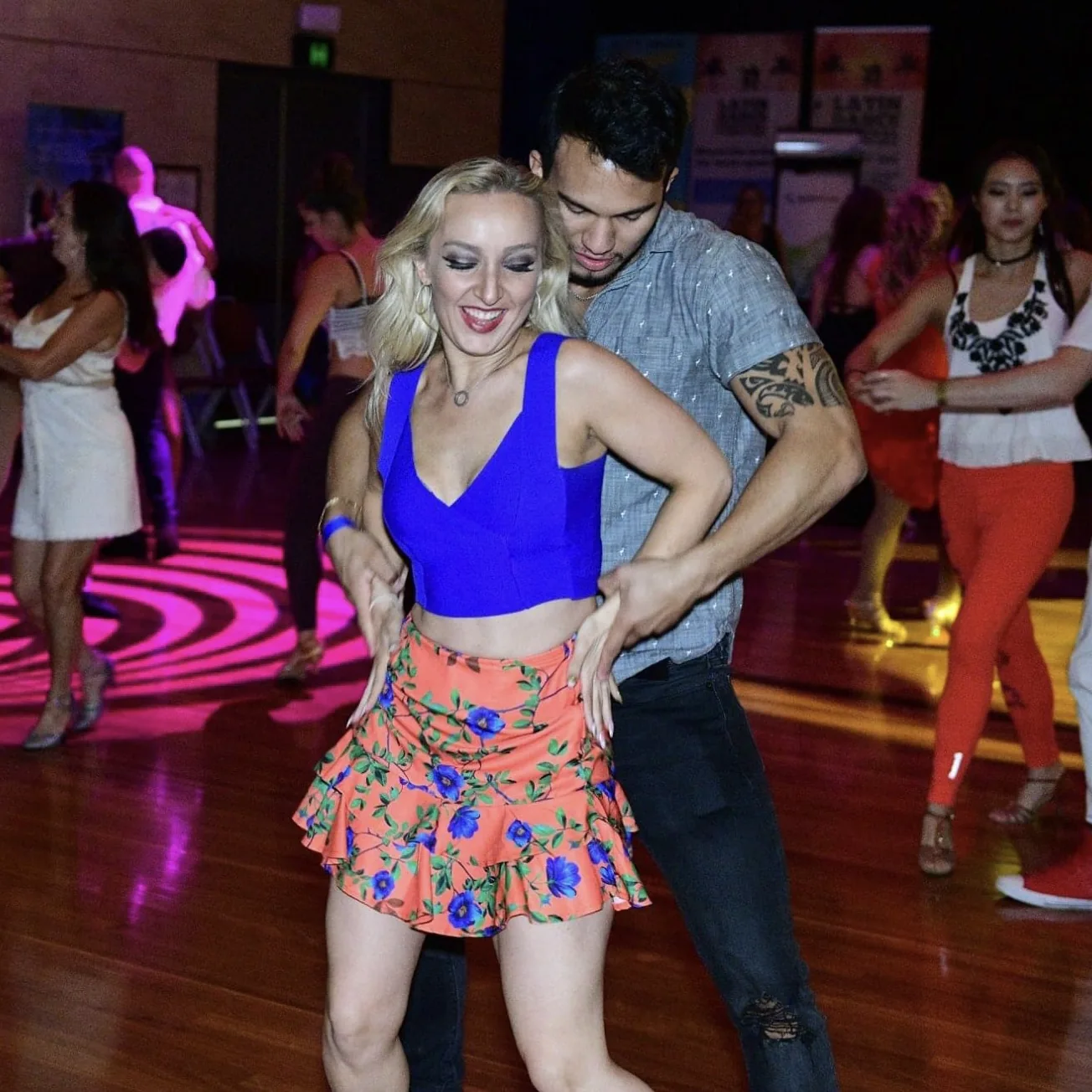 Bachata social dancing at a Latin event