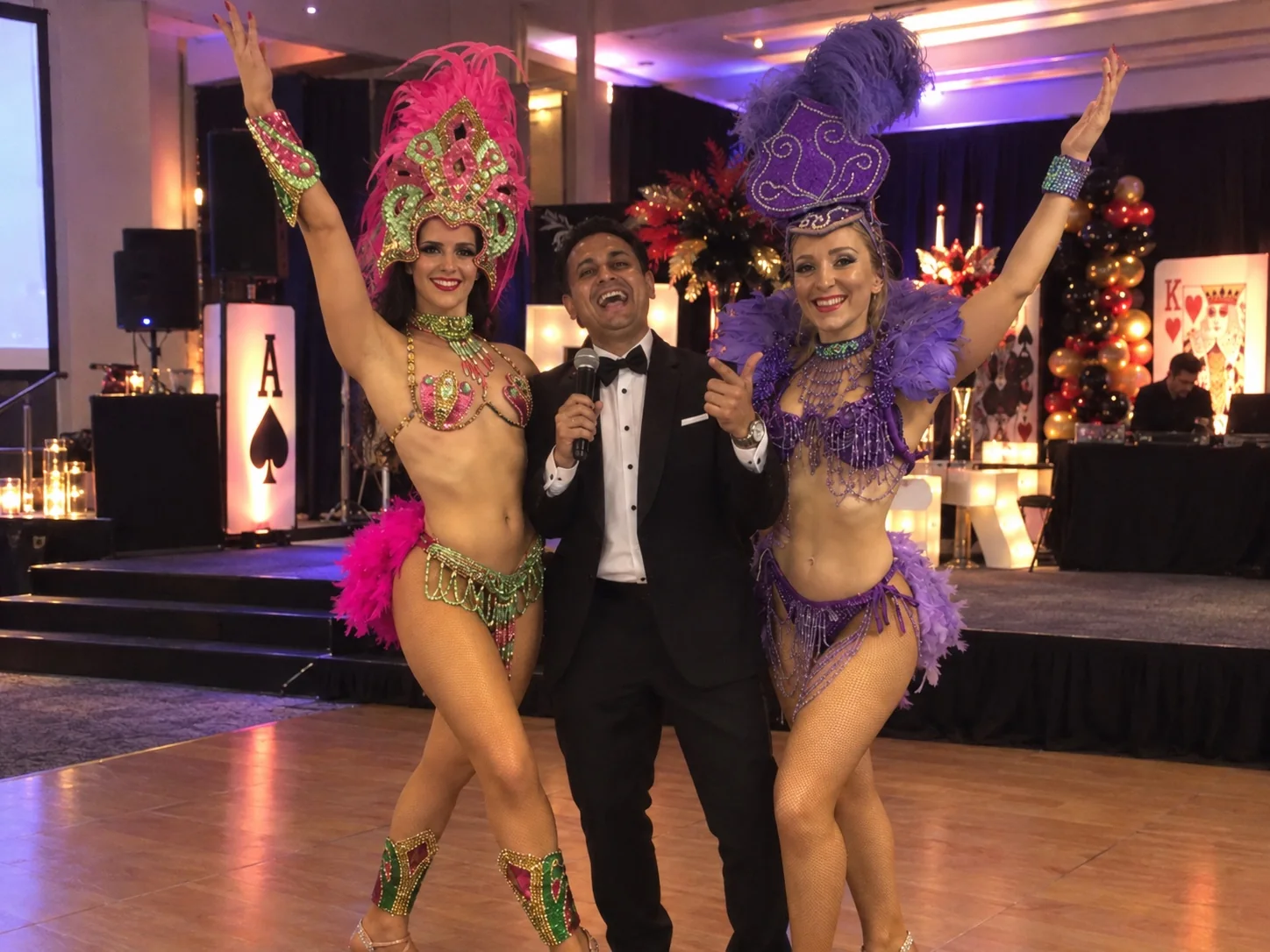 Brazilian Samba dancers entertaining guests at a wedding
