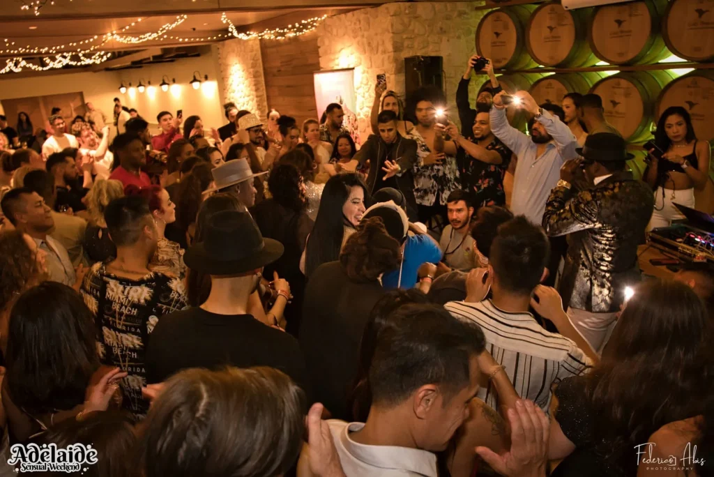 Elite Latin Dance Co. Open Bachata team performing their Saturday night debut at Adelaide Sensual Weekend 2023