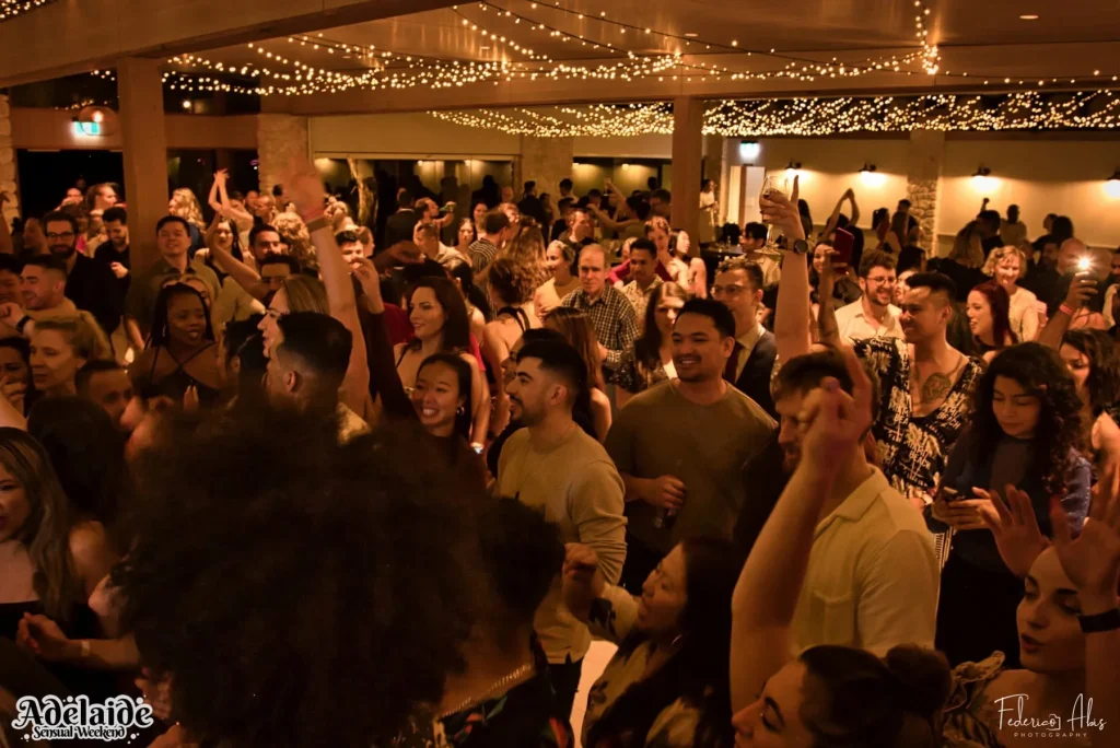 Busy social dance floor at Adelaide Sensual Weekend 2023