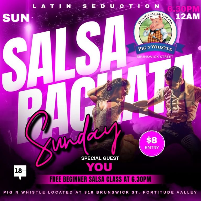 Salsa and Bachata Sunday at Pig n Whistle Brunswick Street Brisbane